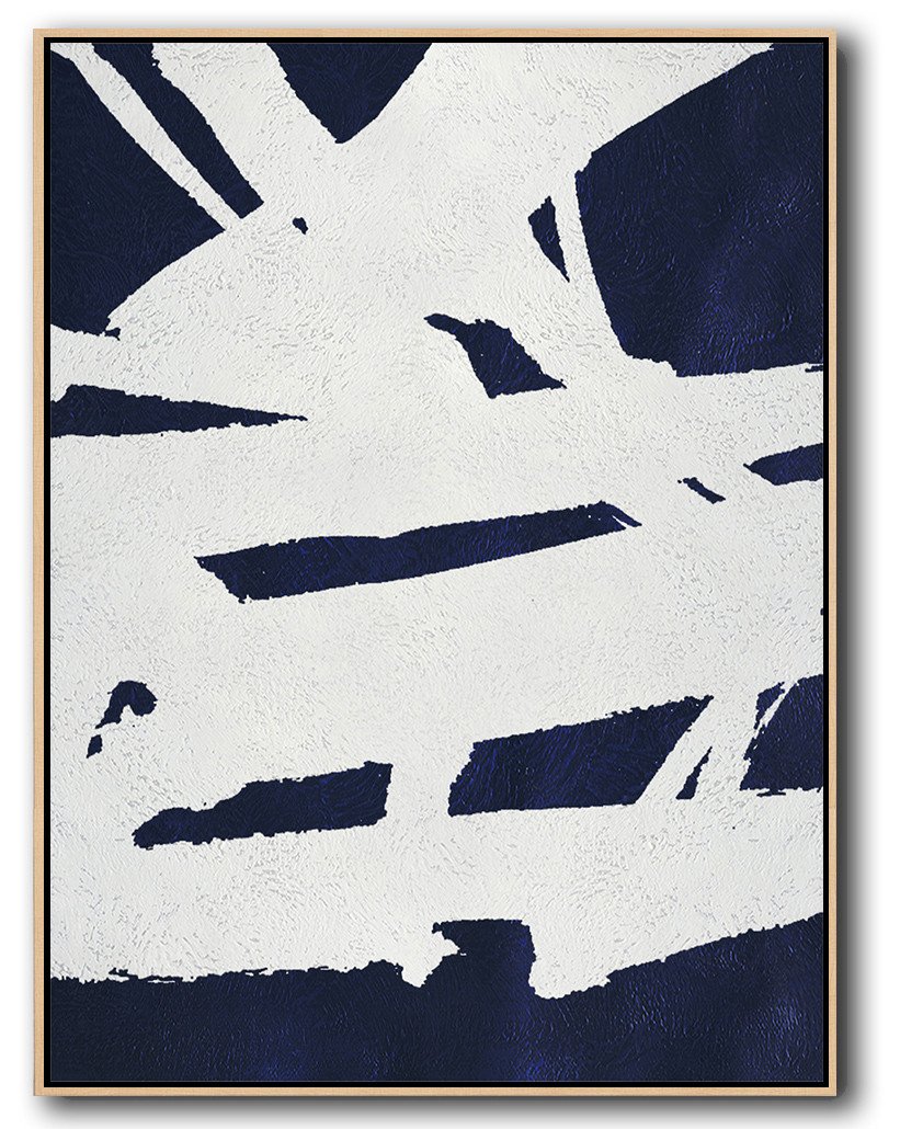 Extra Large Acrylic Painting On Canvas,Navy Blue Abstract Painting Online,Hand Made Original Art
